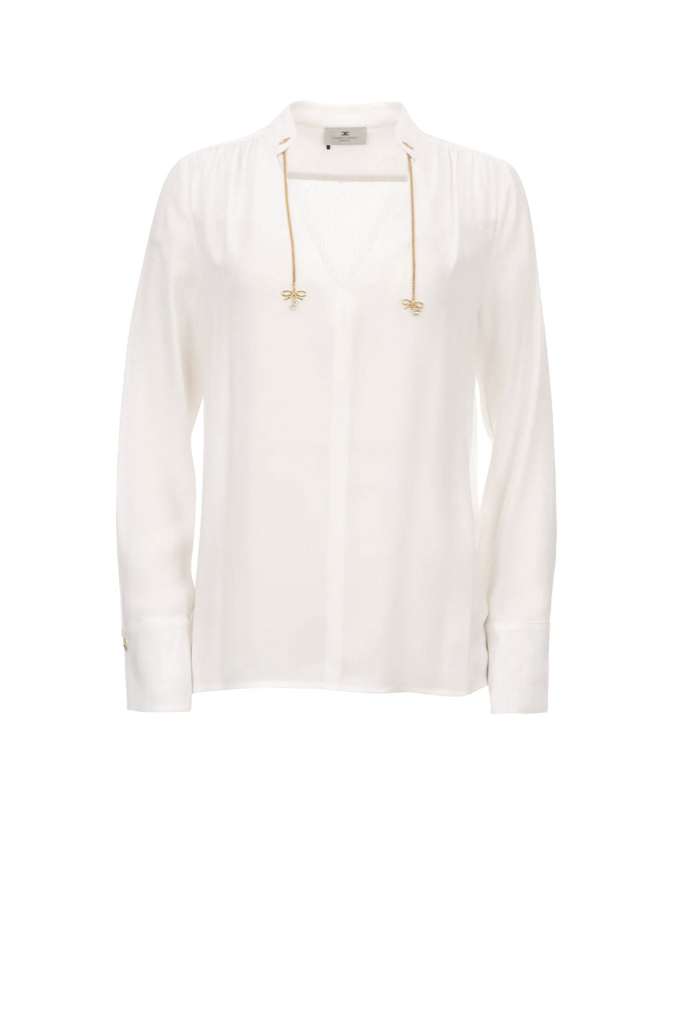  Elisabetta Franchi Camicia In Georgette Avorio Woman - 1