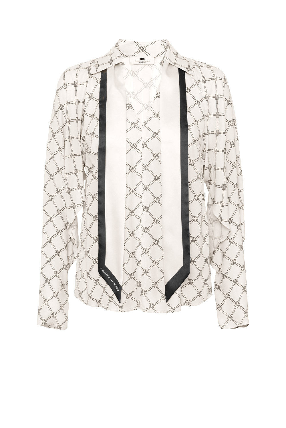  Elisabetta Franchi Camicia In Georgette Burro Nero Woman - 1