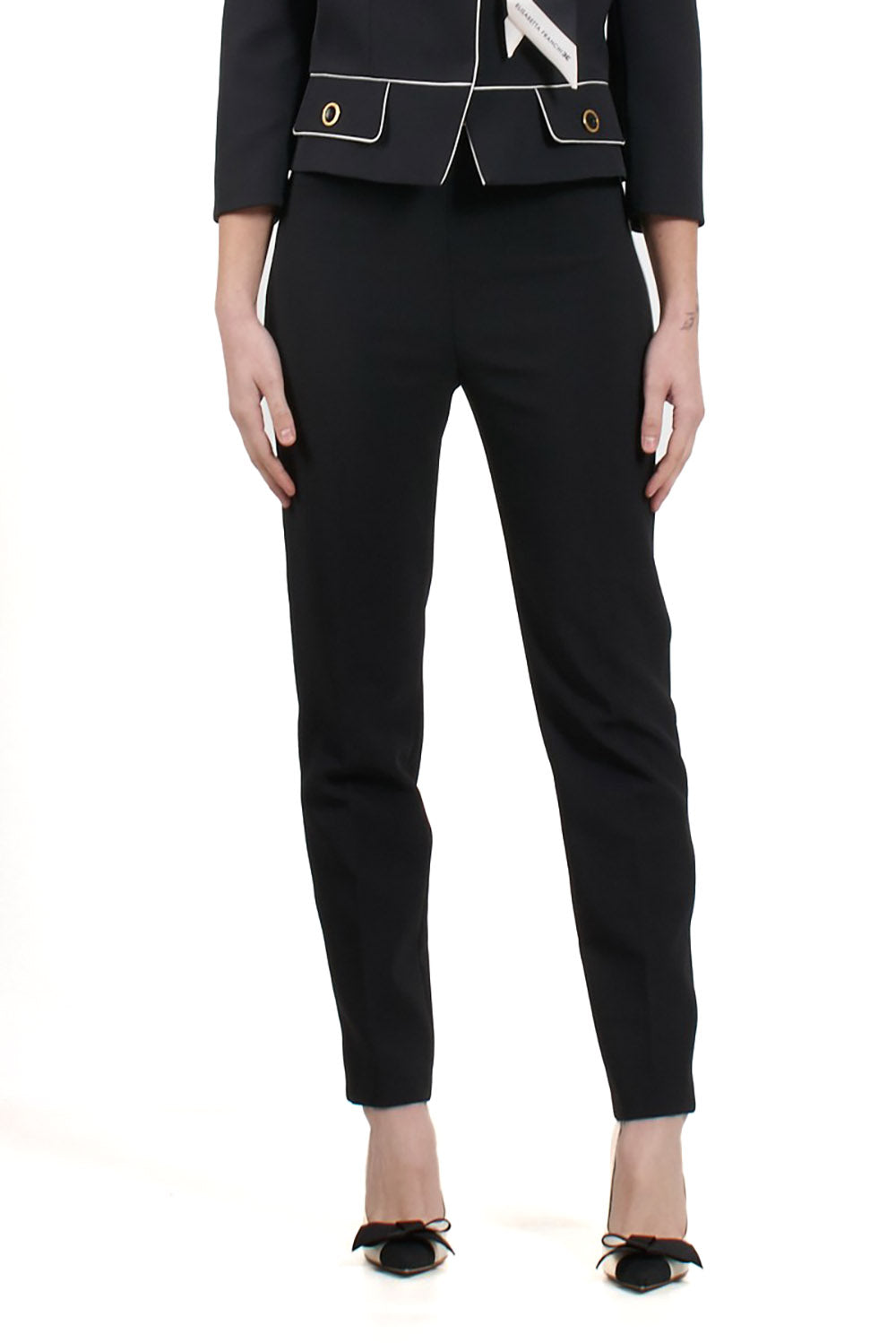  Elisabetta Franchi Pantaloni In Crêpe Nero Burro Woman - 2