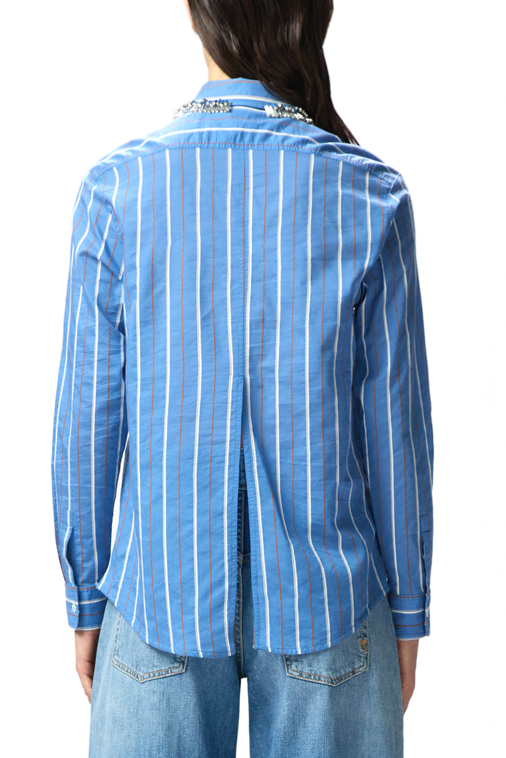  Pinko Camicia A Righe Continua Bluette Bianco Woman - 3