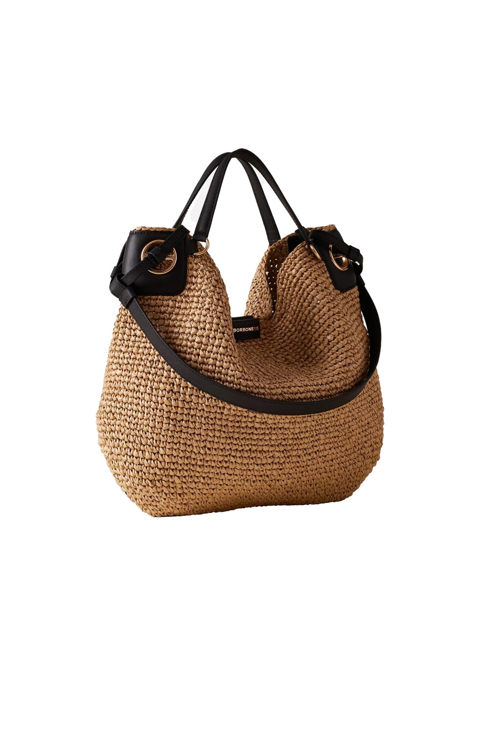  Borbonese Borsa A Spalla Effetto Paglia Nero Woman - 2