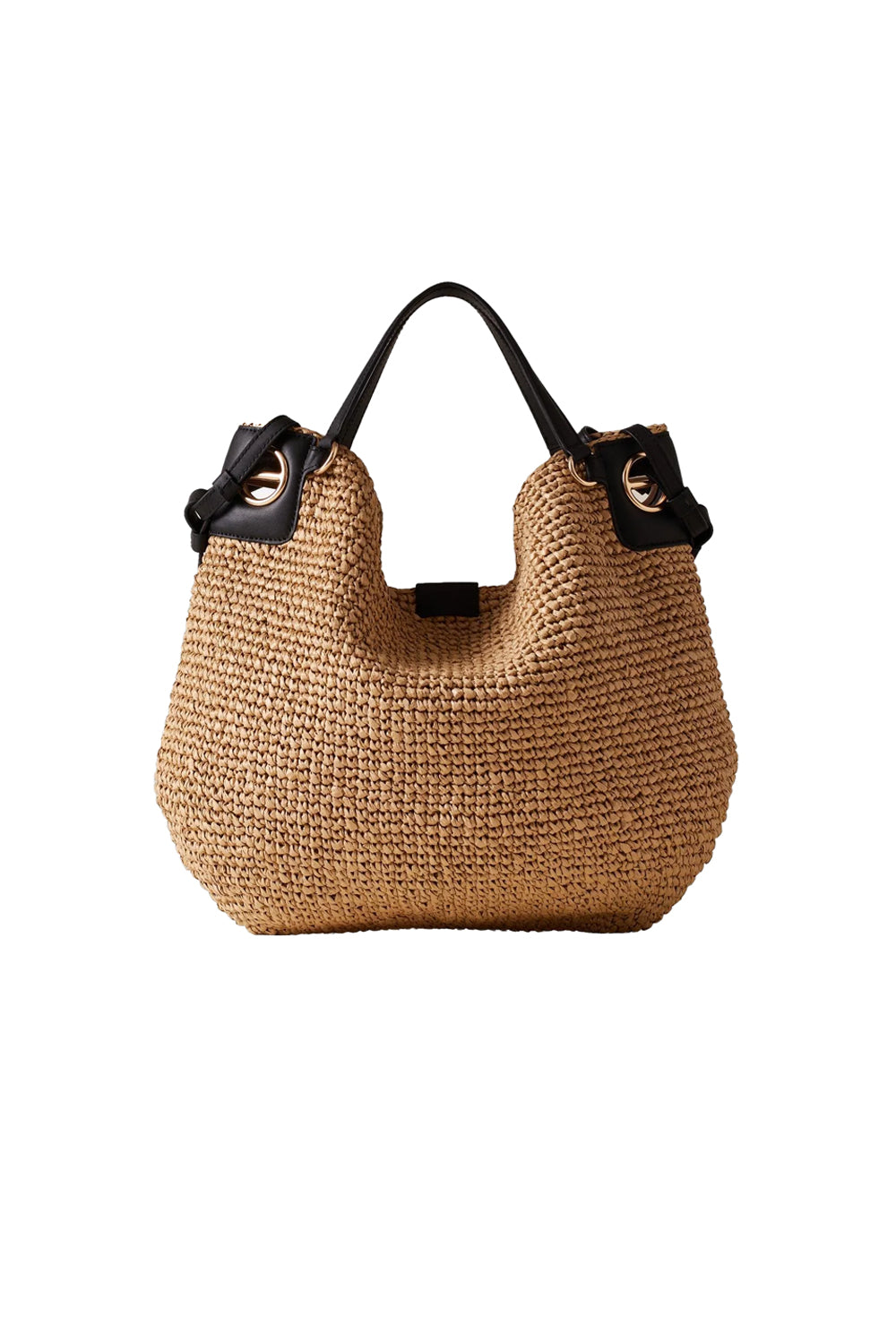  Borbonese Borsa A Spalla Effetto Paglia Nero Woman - 3