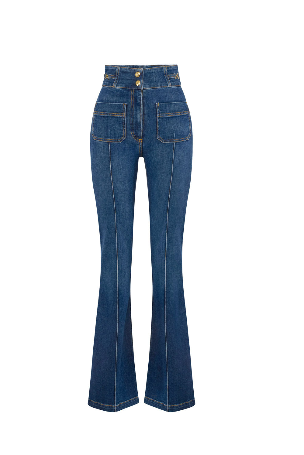  Elisabetta Franchi Jeans A Zampetta Blue Denim Woman - 1