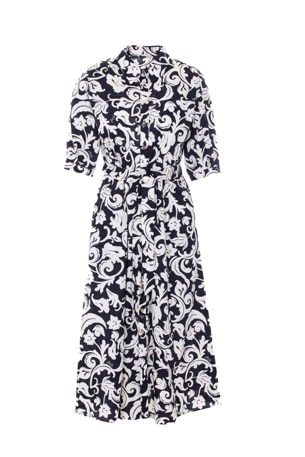  Liu Jo Abito Midi In Popeline Black White Woman - 2