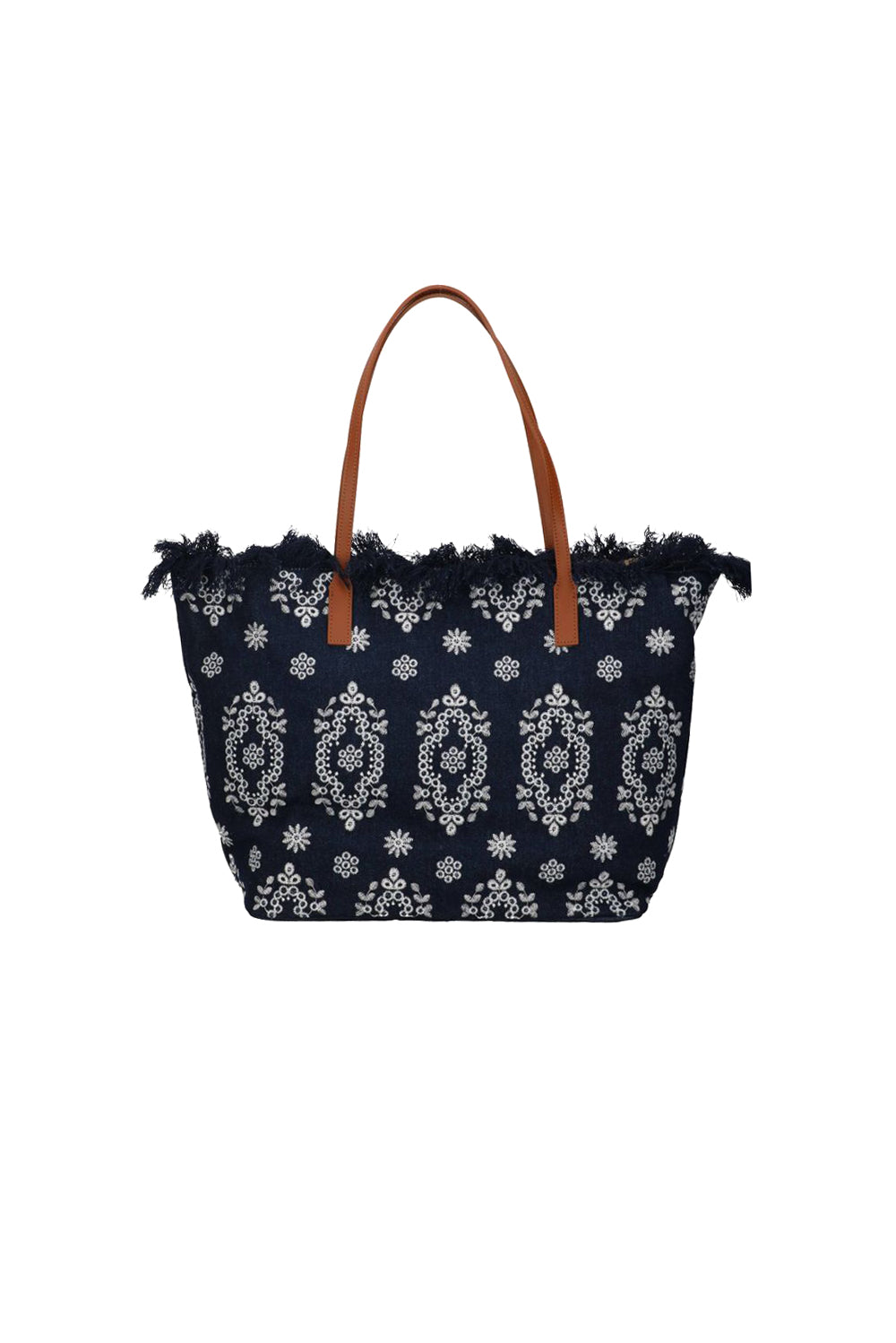  Mc2 Saint Barth Bag City Large Fringe Sangallo Denim Dark Woman - 2