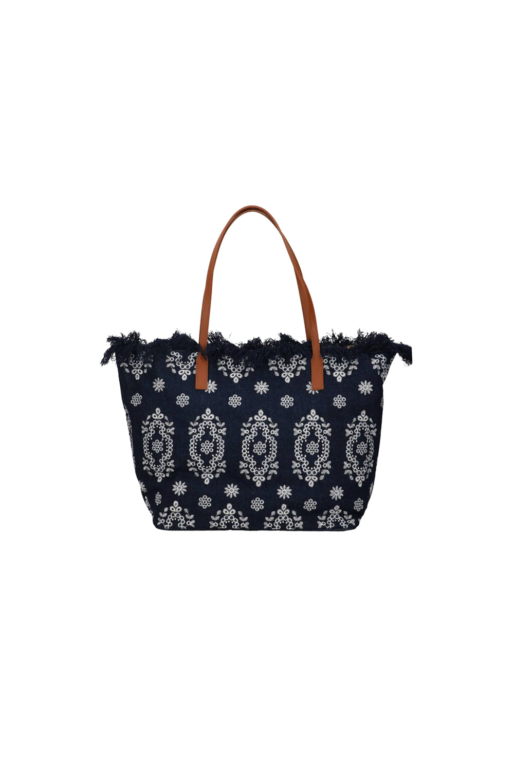  Mc2 Saint Barth Bag City Medium Fringe Sangallo Denim Dark Woman - 2