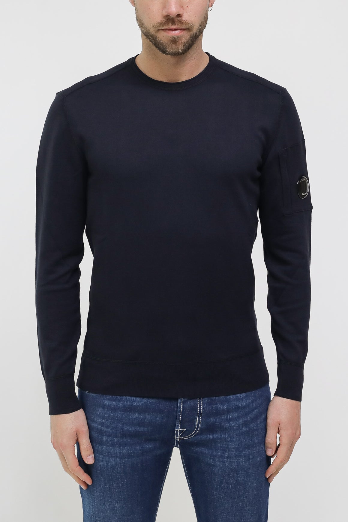  Cp Company Cotton Knit Crewneck Navy Uomo - 1