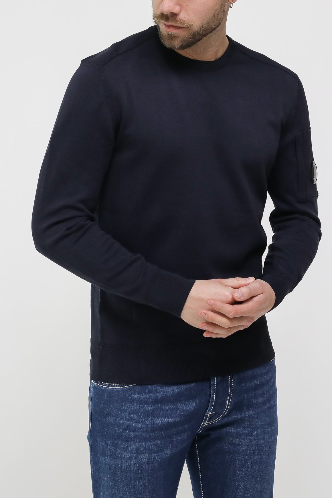  Cp Company Cotton Knit Crewneck Navy Uomo - 3