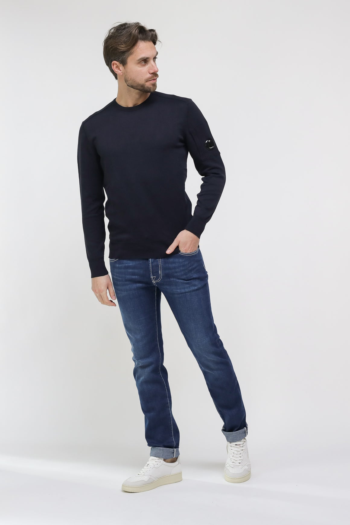  Cp Company Cotton Knit Crewneck Navy Uomo - 8