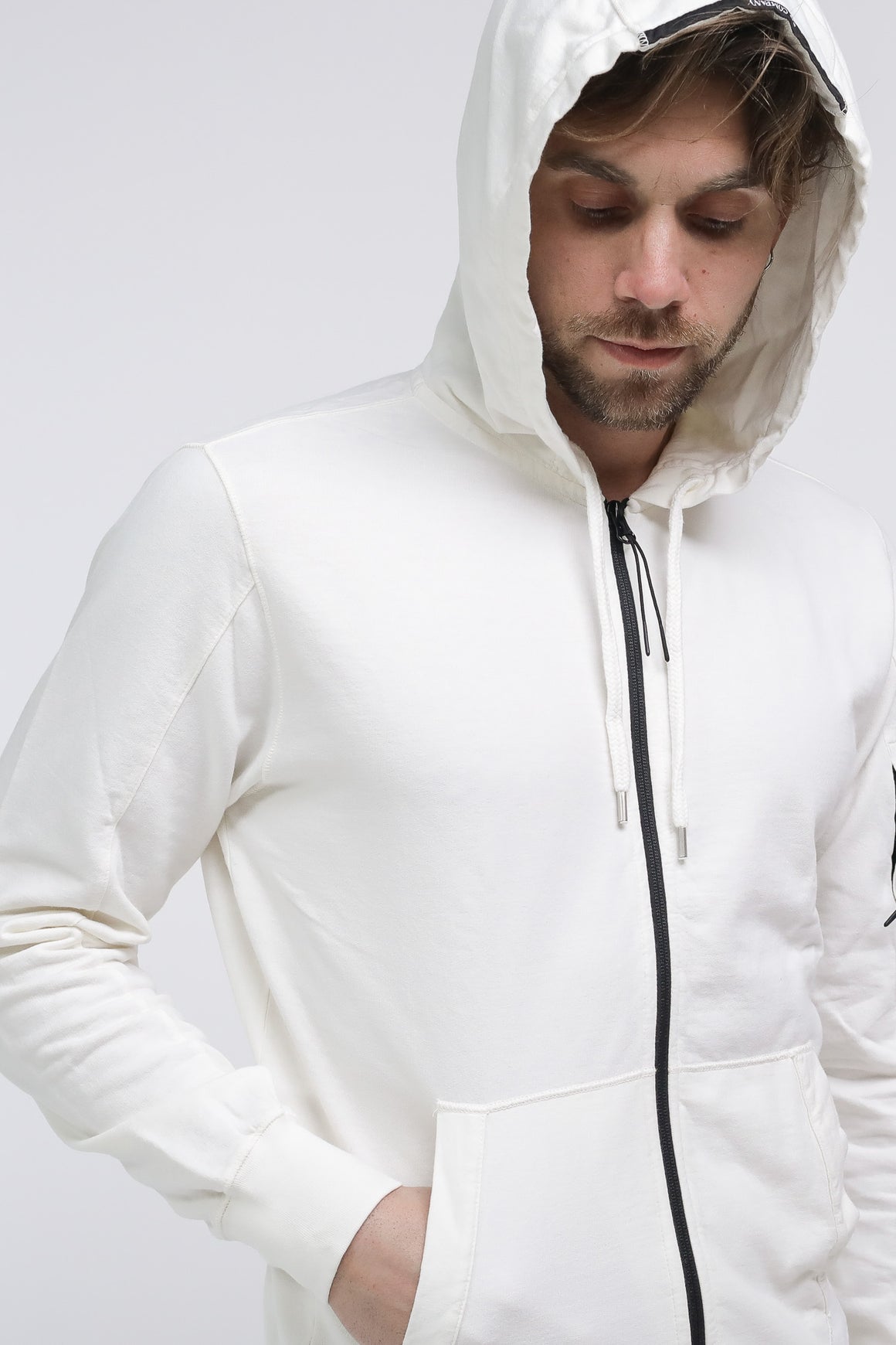  Cp Company Light Fleece Hoodie White Uomo - 8