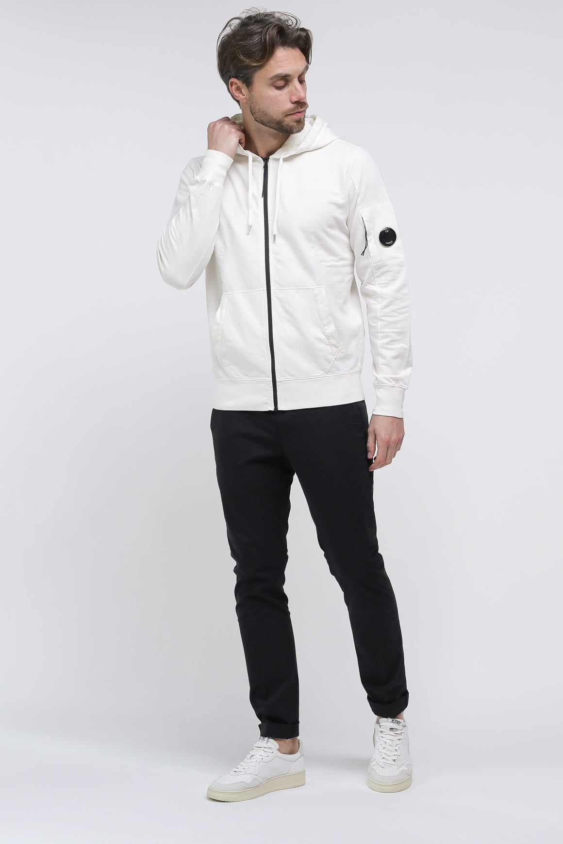  Cp Company Light Fleece Hoodie White Uomo - 9