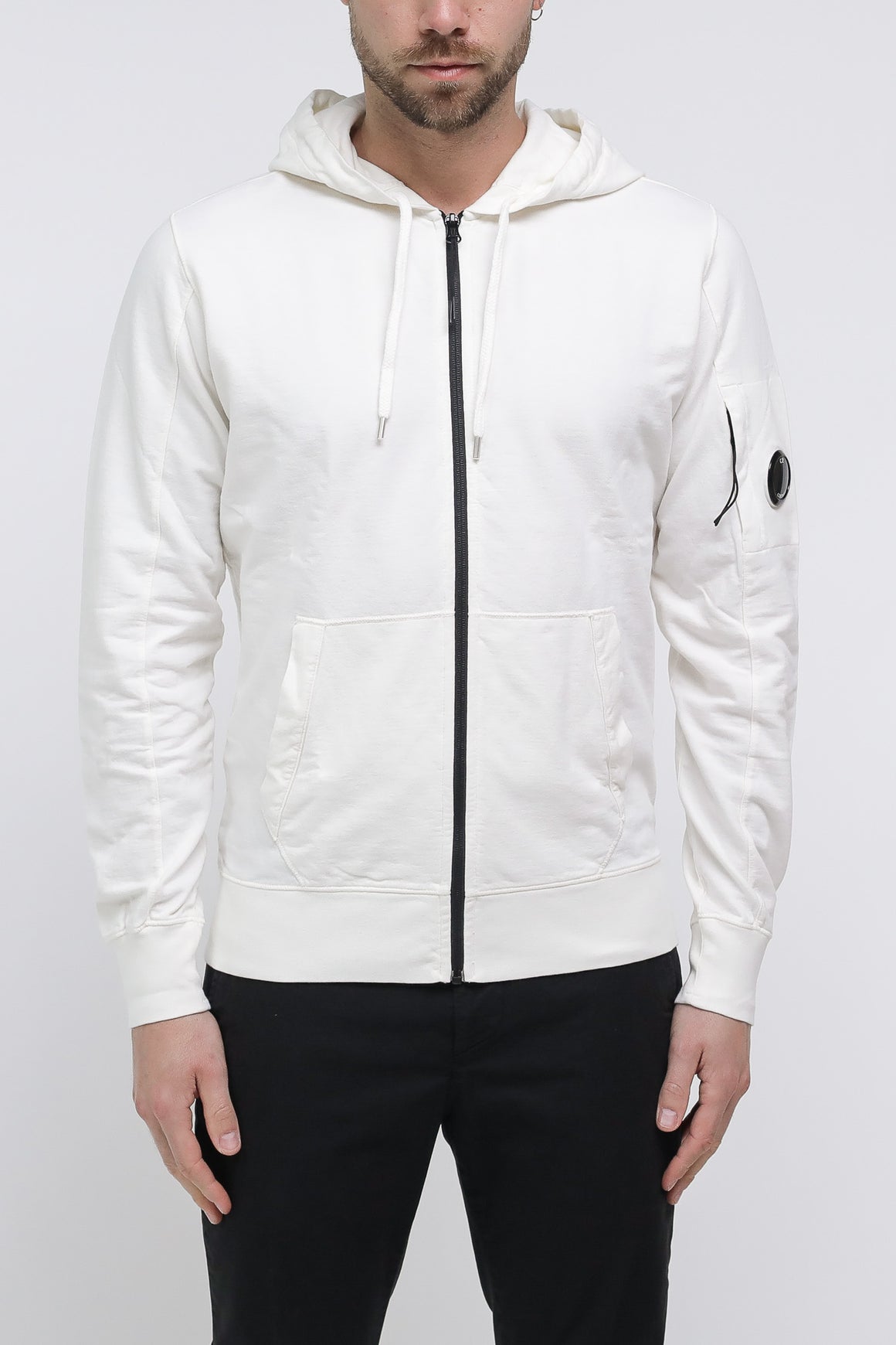  Cp Company Light Fleece Hoodie White Uomo - 1