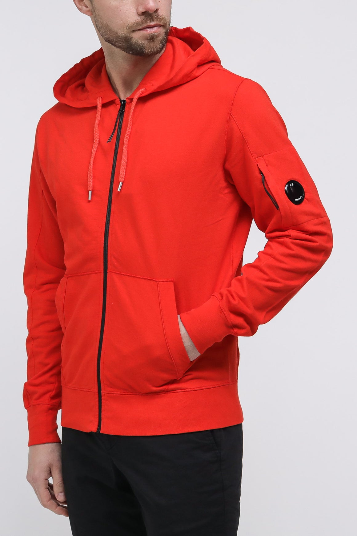  Cp Company Light Fleece Hoodie Red Uomo - 2