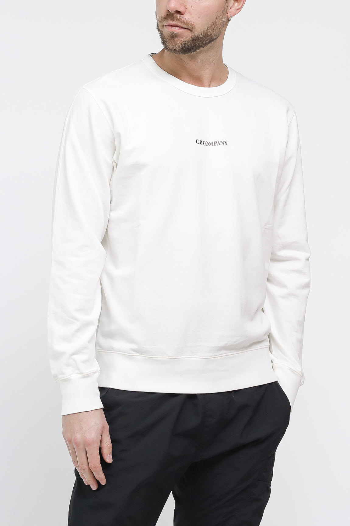  Cp Company Diagonal Raised Fleece White Uomo - 3