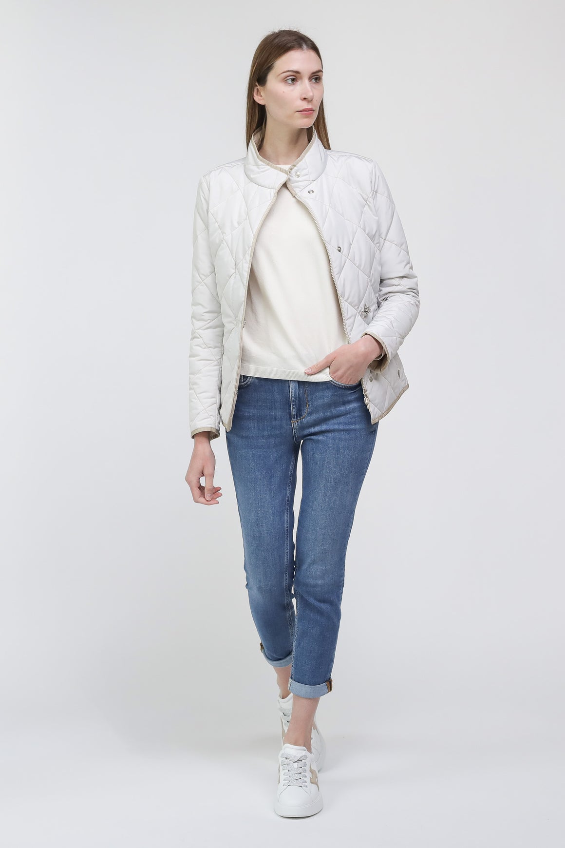  Fay Field Jacket Trapuntata Off White Donna - 11