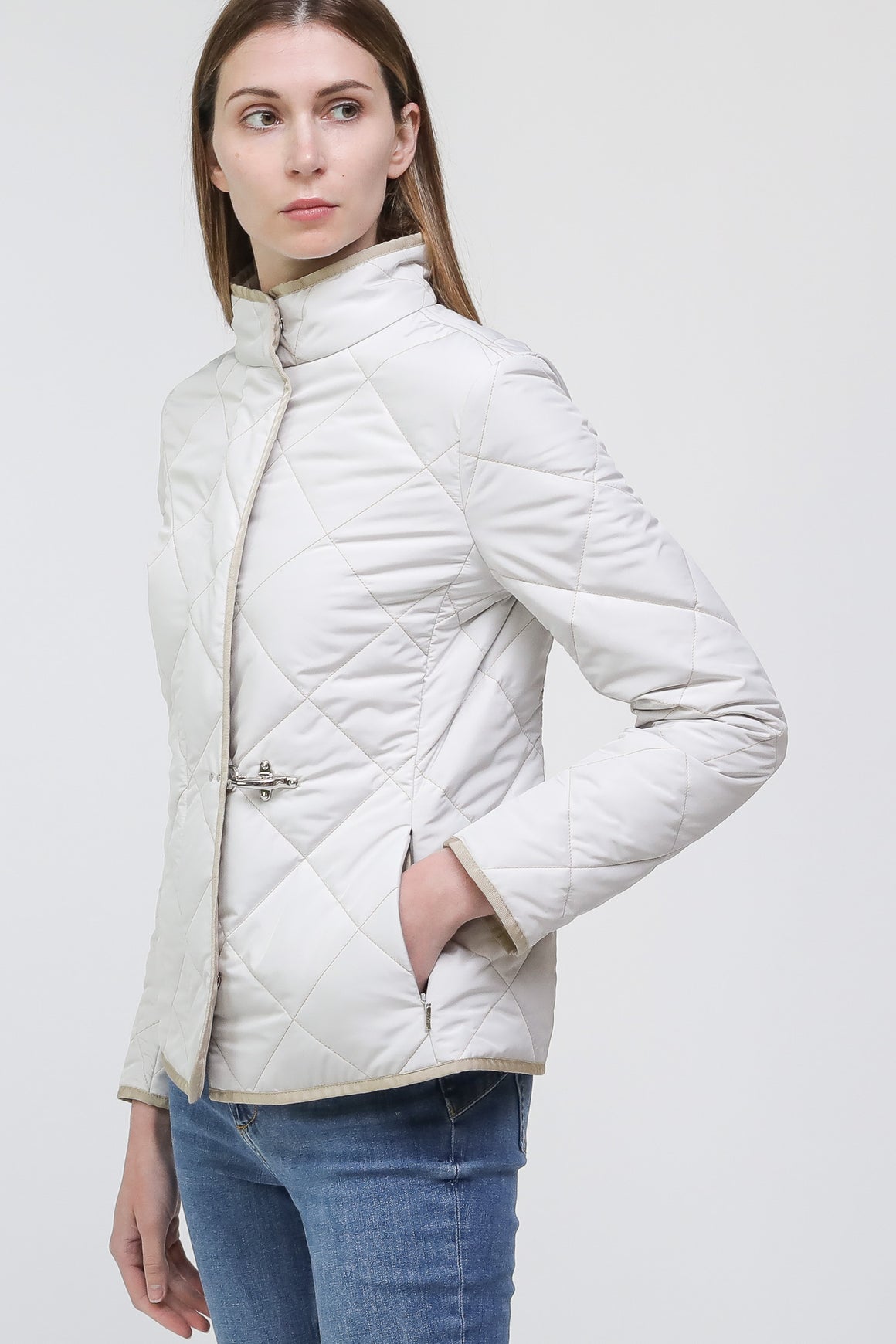  Fay Field Jacket Trapuntata Off White Donna - 2
