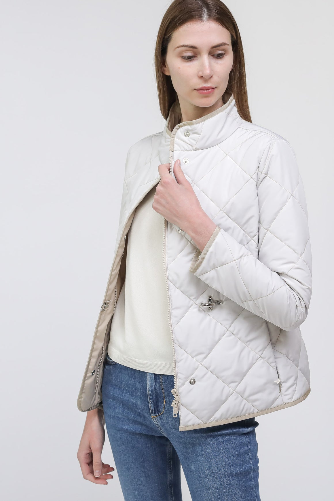  Fay Field Jacket Trapuntata Off White Donna - 5