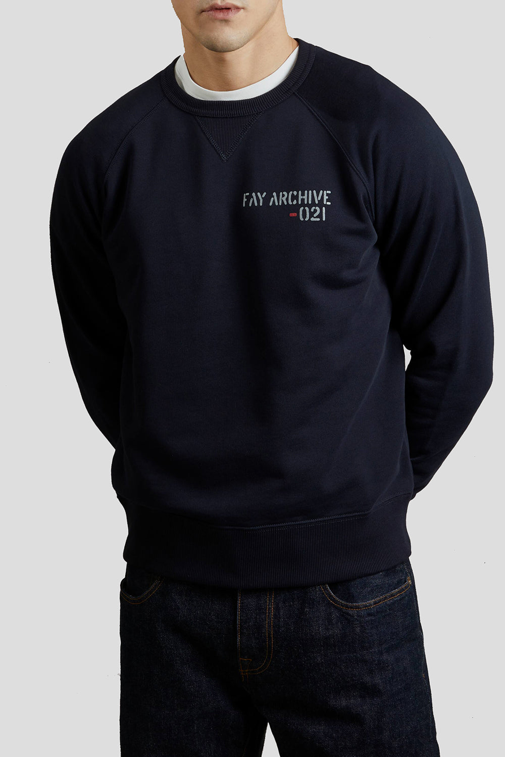  Fay Archive Crewneck Sweatshirt Navy Uomo - 1