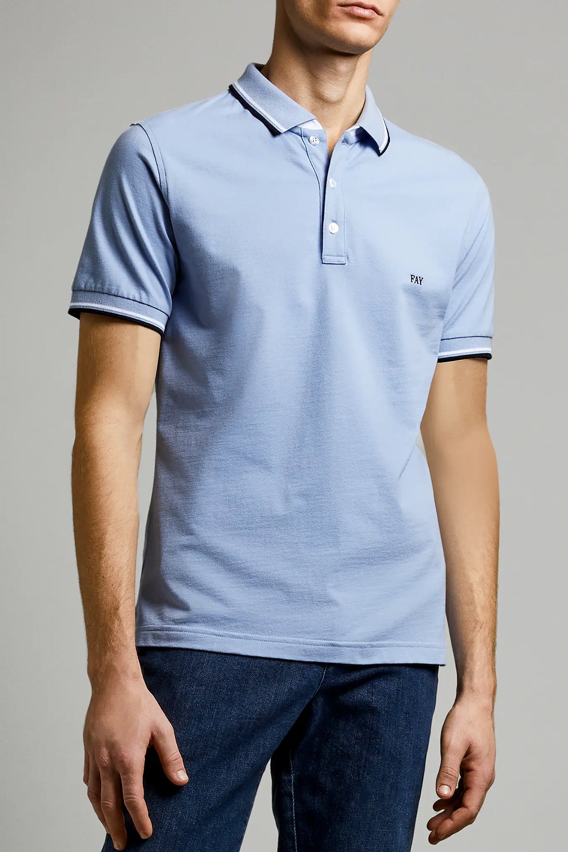  Fay Polo Pique' Azzurro Uomo - 1