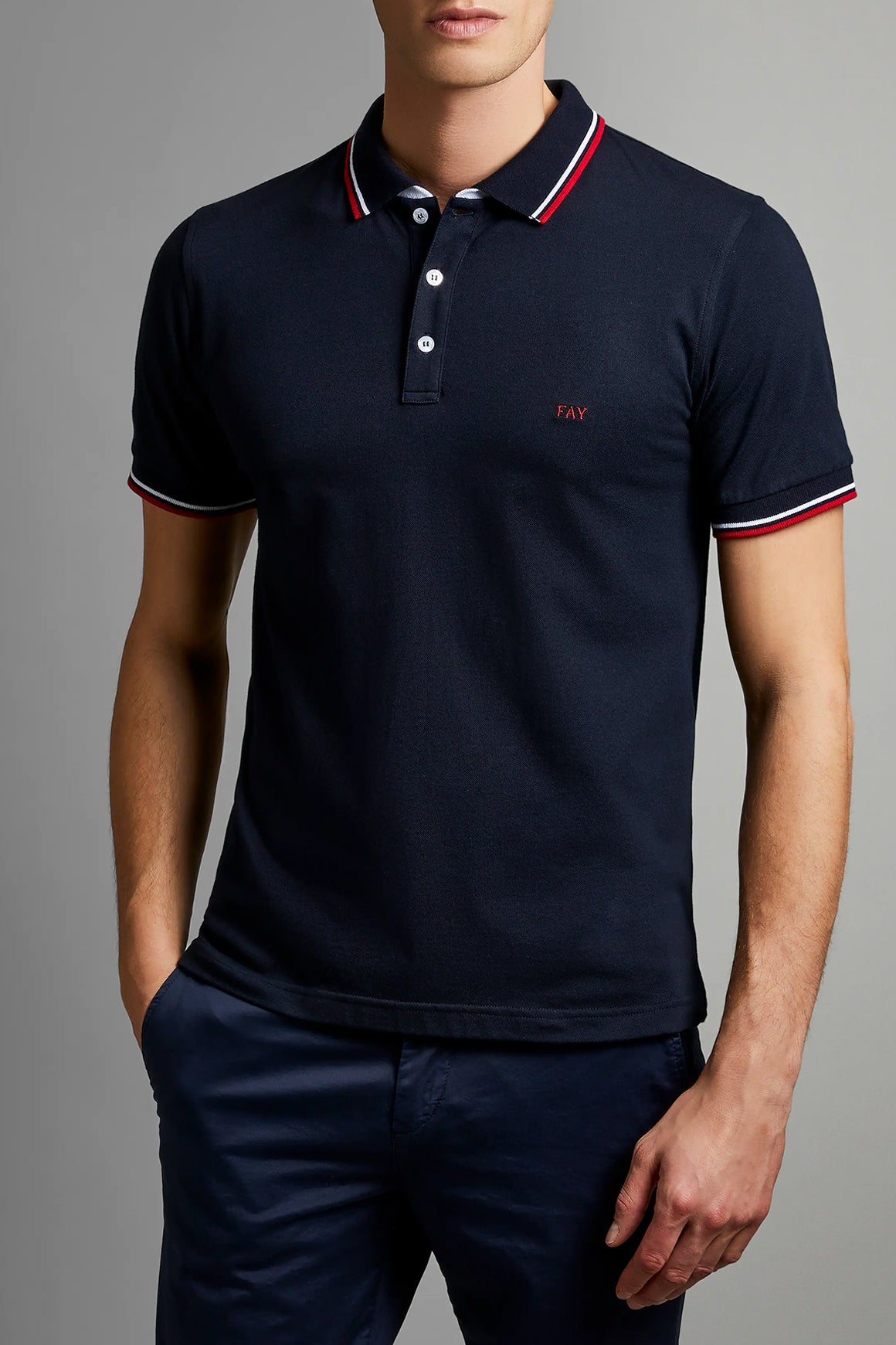  Fay Polo Pique' Navy Uomo - 1