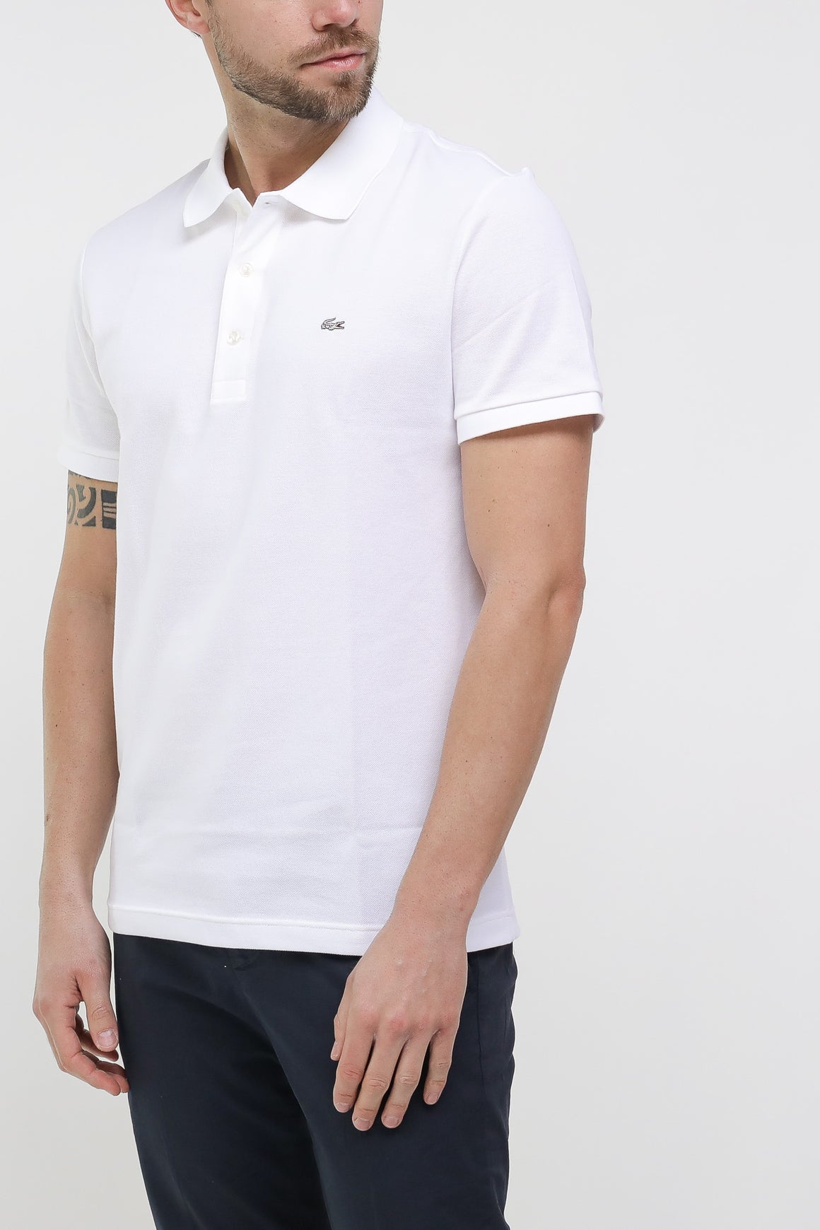  Lacoste Polo Slim Pique' White Uomo - 2