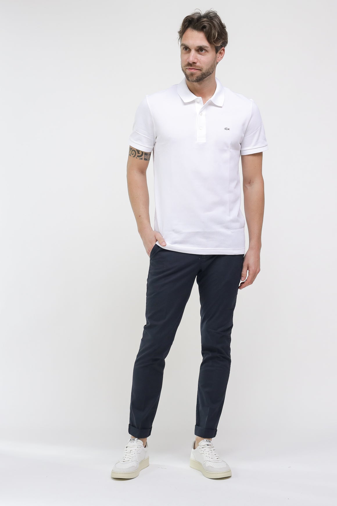  Lacoste Polo Slim Pique' White Uomo - 6