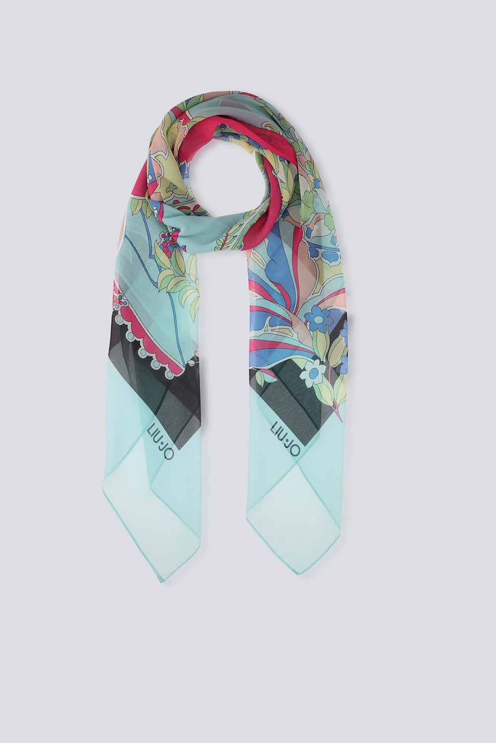  Liu Jo Eco-sensitive Chiffon Scarf Ocean Flowers Woman - 2