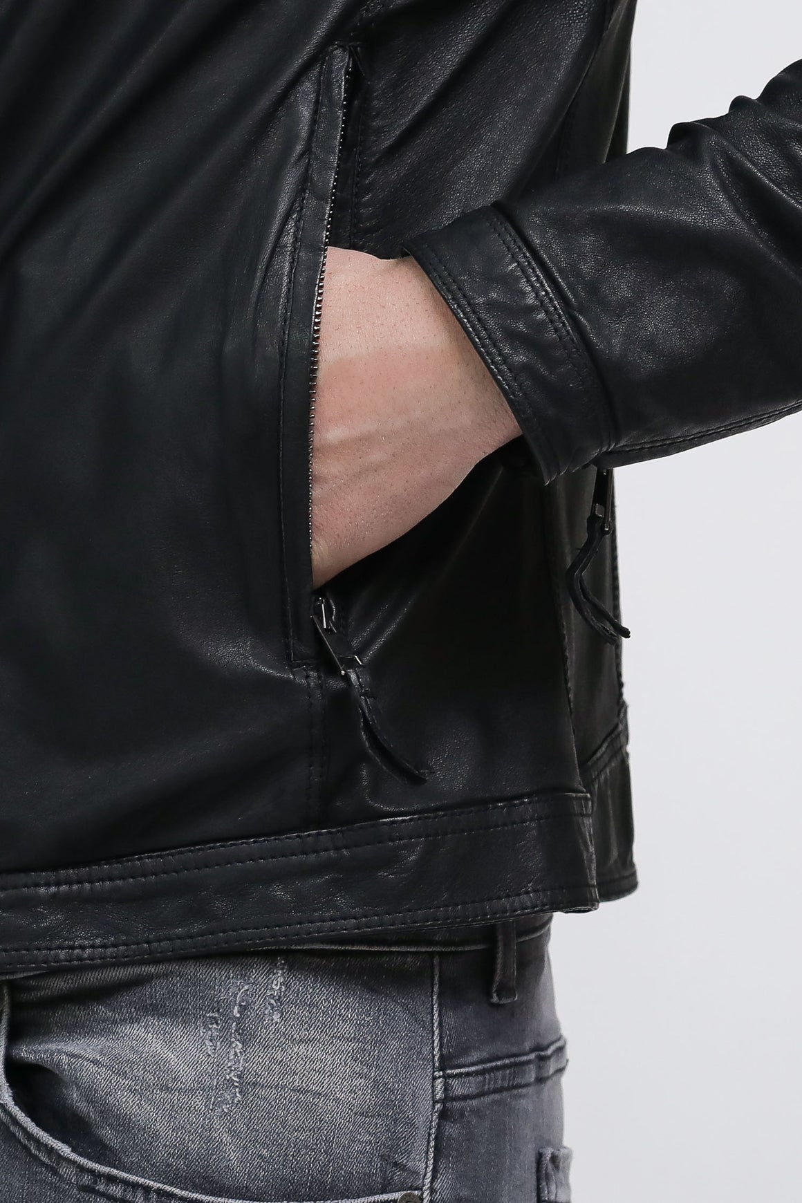  Myskin My Skin Leather Jacket Black Uomo - 5