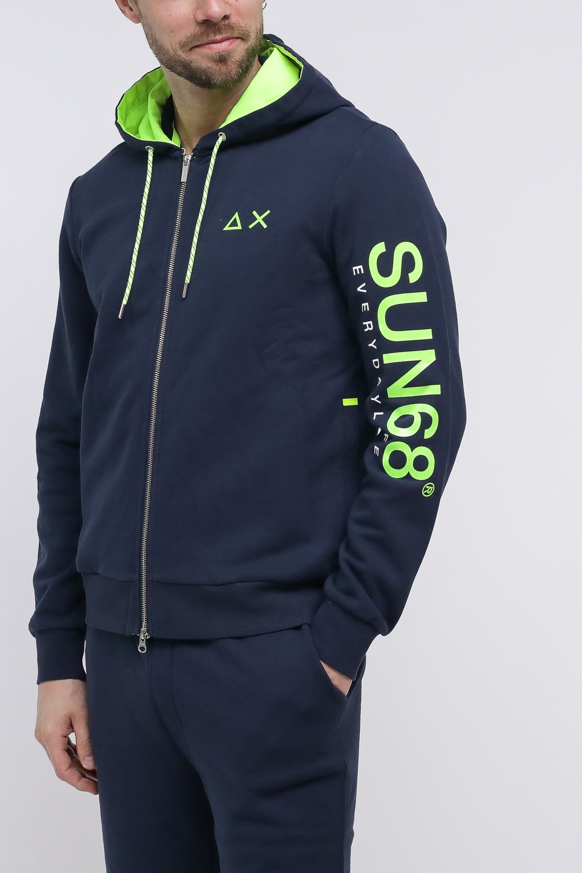  Sun 68 Sun68 Hoodie Zip Navy Uomo - 2