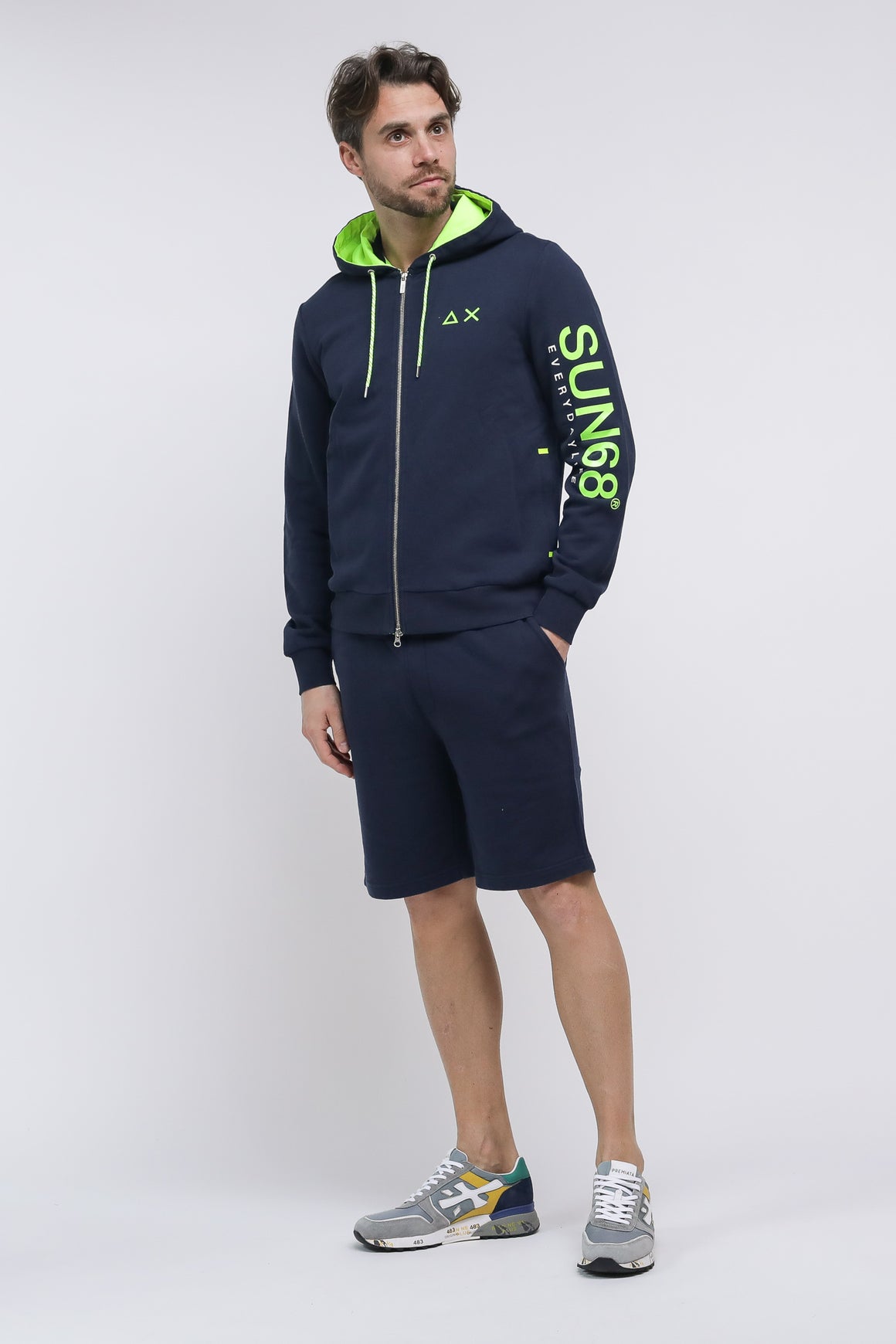  Sun 68 Sun68 Hoodie Zip Navy Uomo - 5