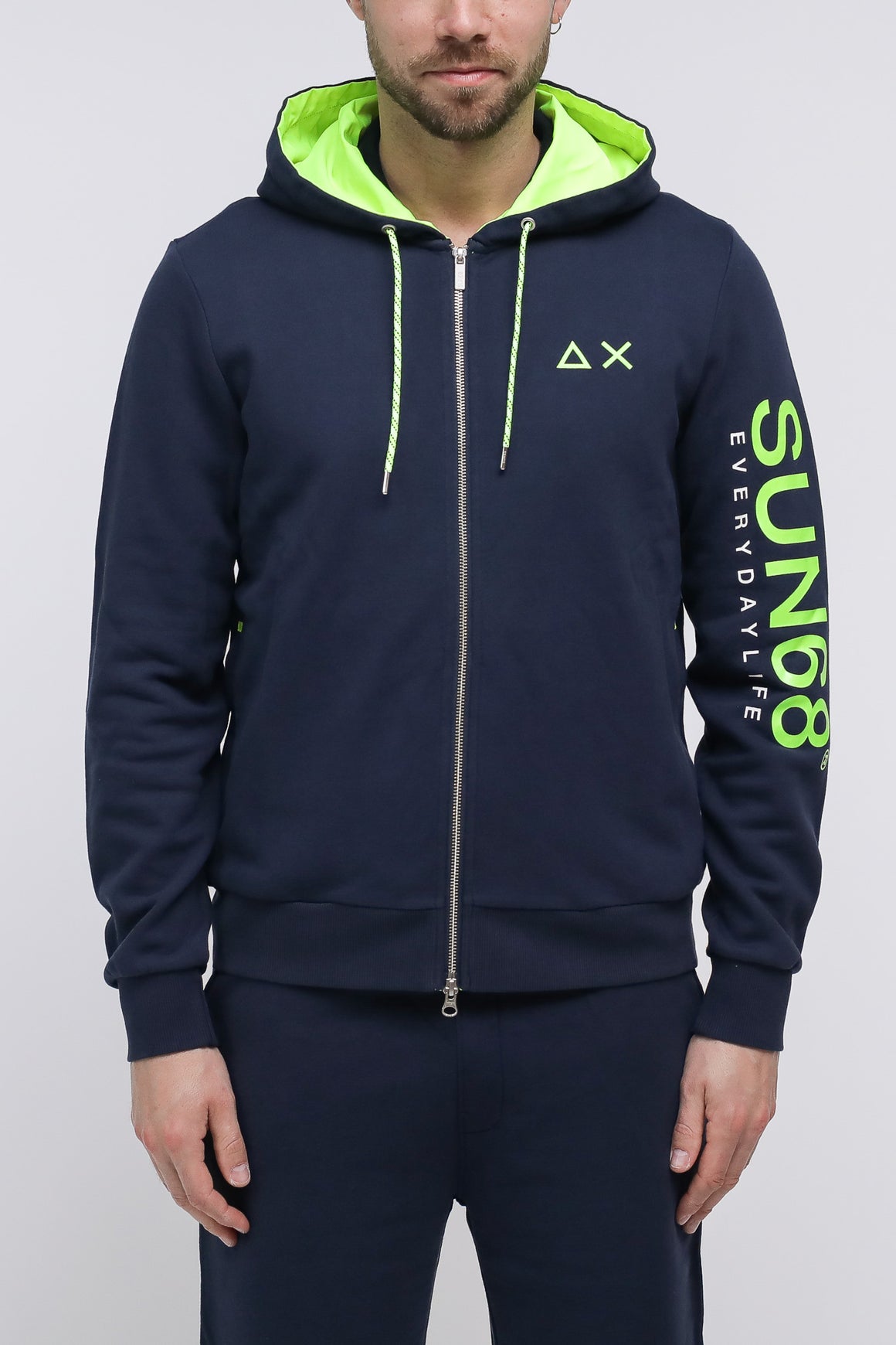  Sun 68 Sun68 Hoodie Zip Navy Uomo - 1