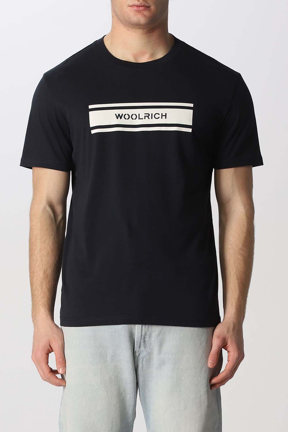  Woolrich Logo T-shirt Navy Uomo - 1