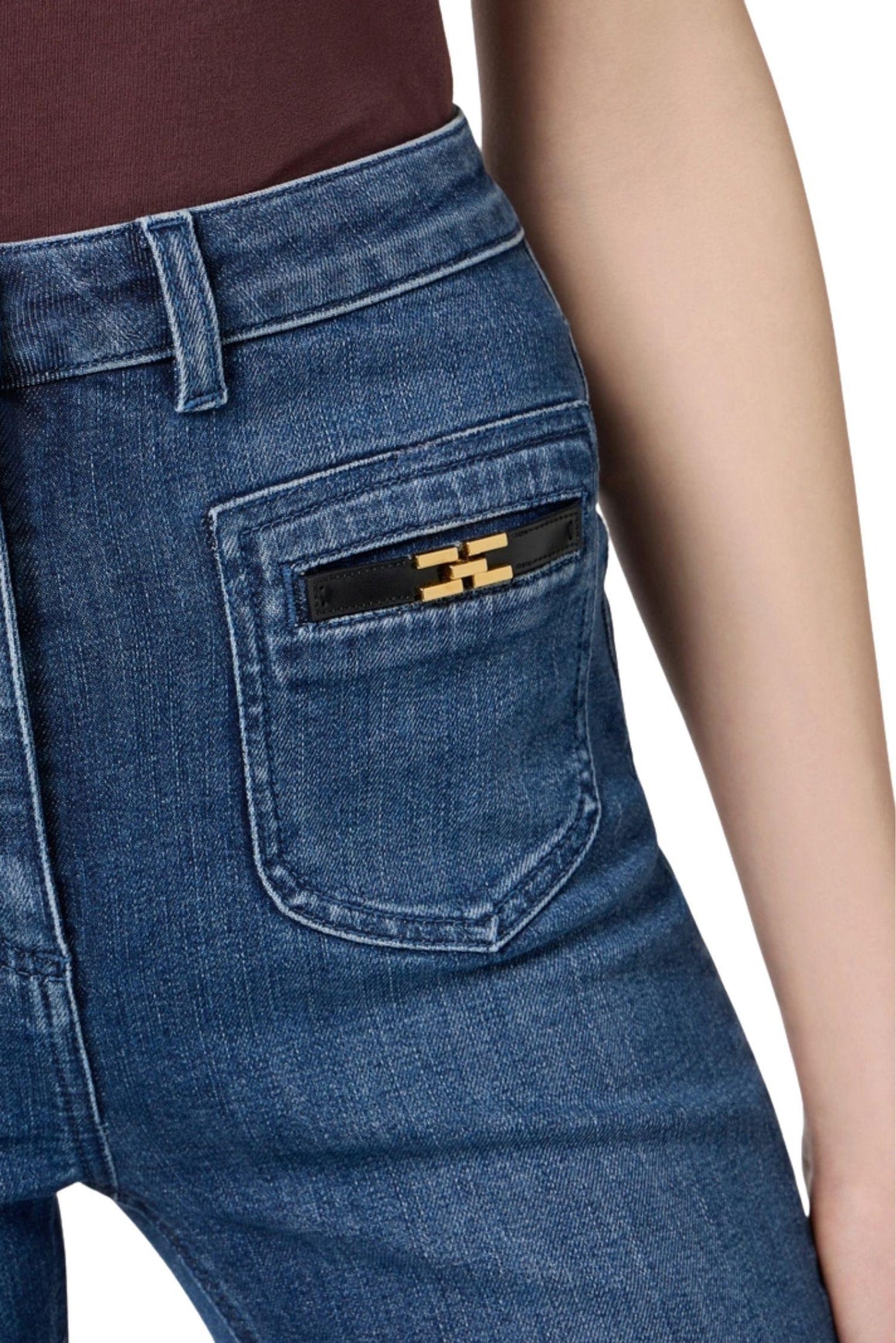  Elisabetta Franchi Jeans Con Logo Gioiello Blue Denim Woman - 3