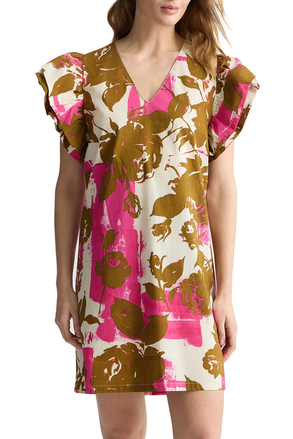  Liu Jo Abito Corto In Popeline Pink Flowers Woman - 2