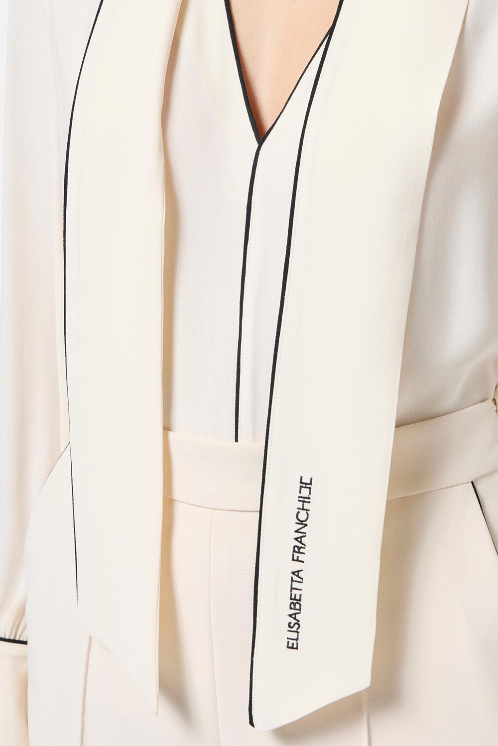  Elisabetta Franchi Camicia In Georgette Burro Nero Woman - 4