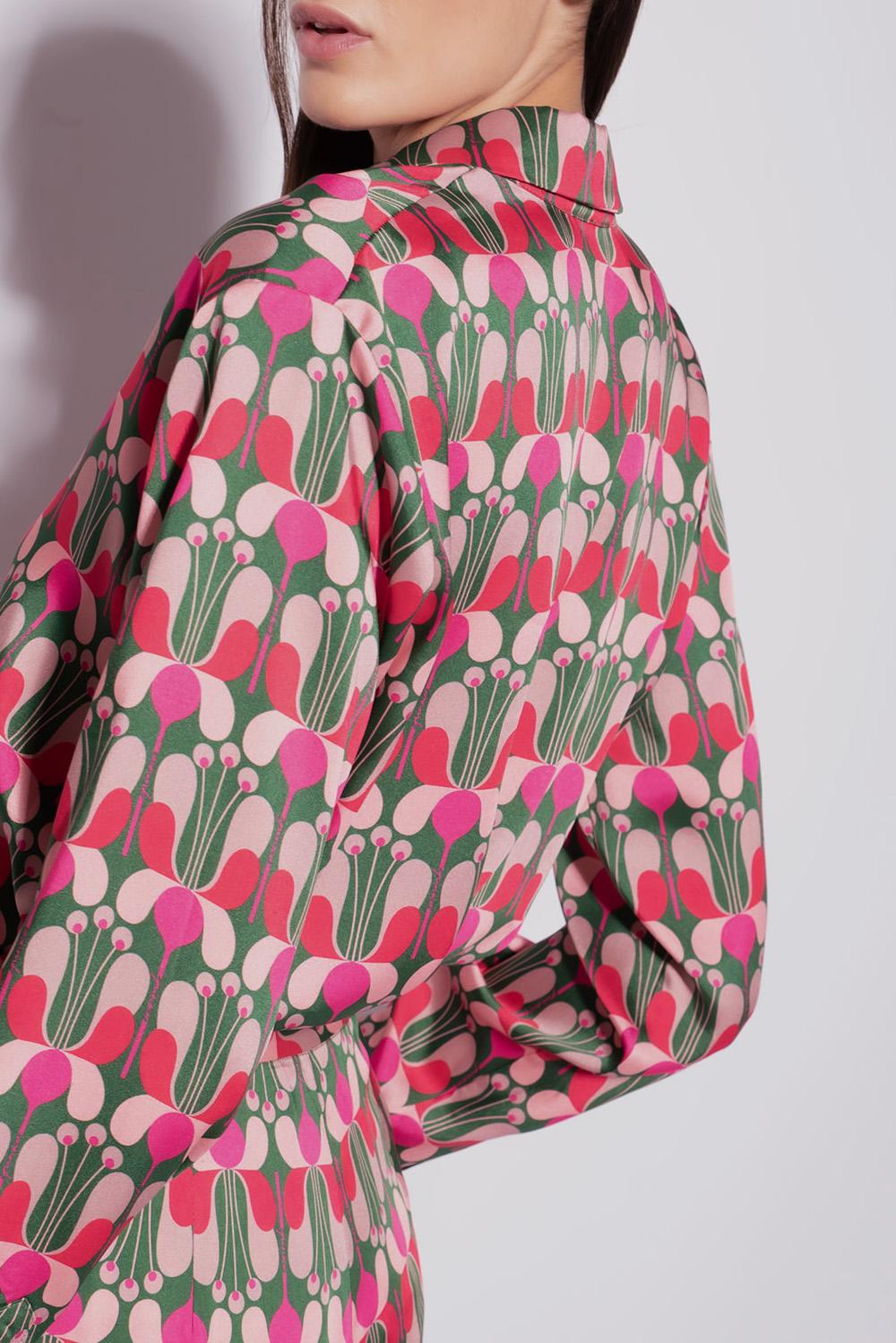  Pinko Camicia Twill Fiore Liberty Fuxia/verde Woman - 5