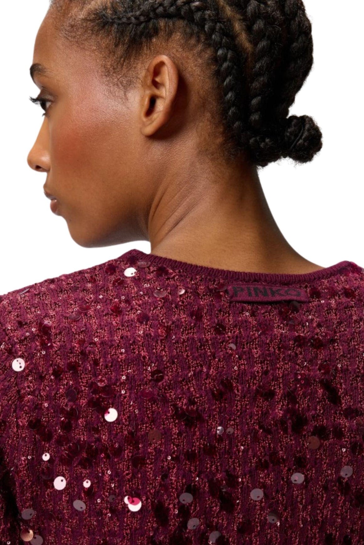 Pinko Cardigan Con Paillettes Colore Rosso Bordeaux Woman - 3