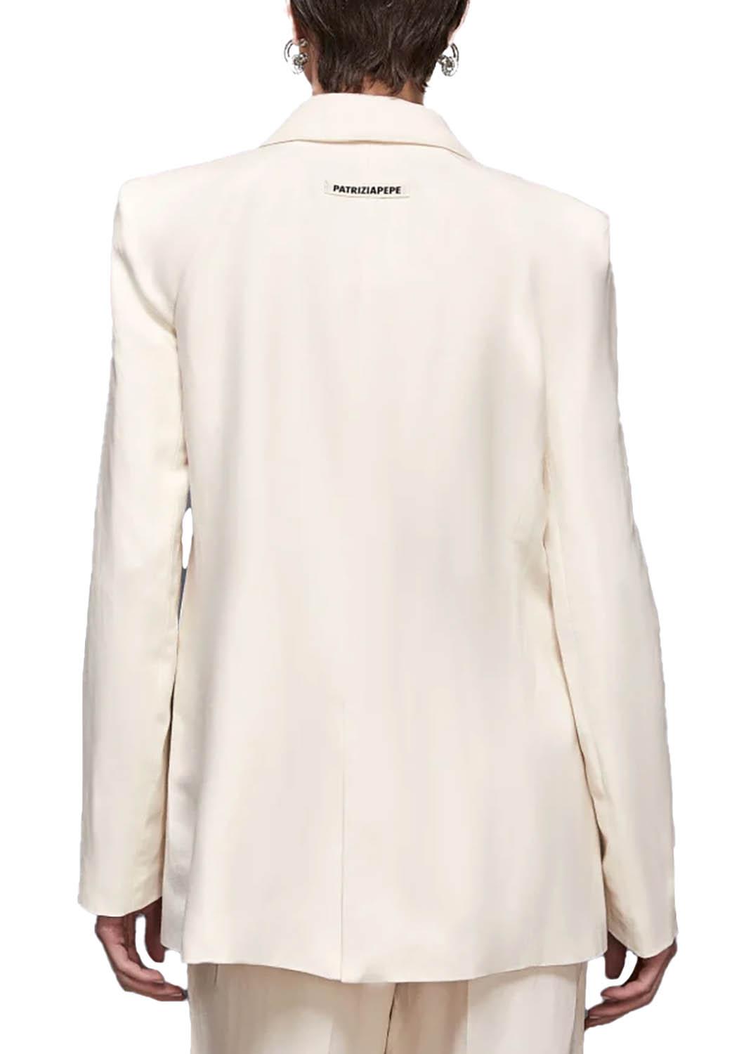  Patrizia Pepe Giacca In Lino Ivory Woman - 3