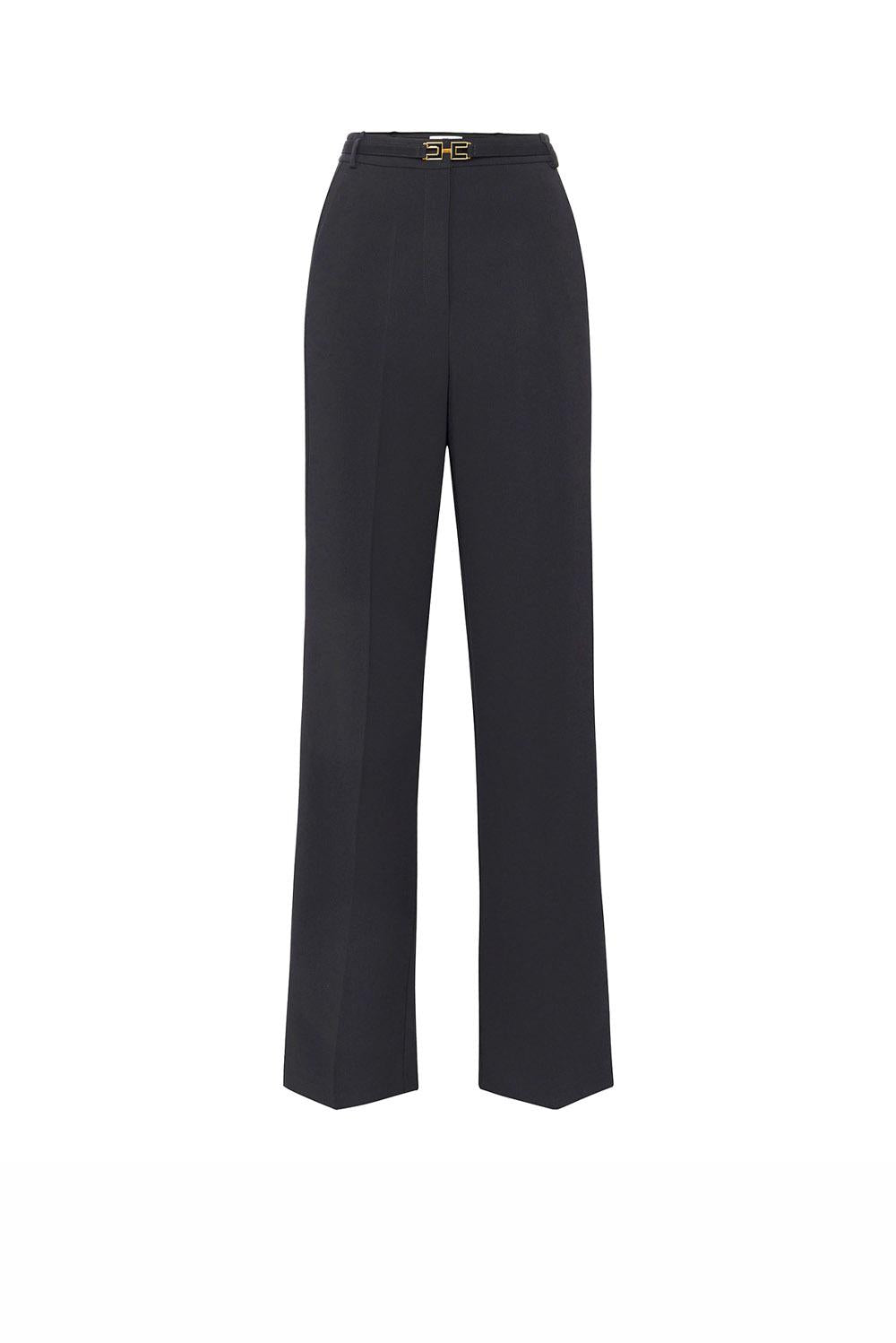  Elisabetta Franchi Pantaloni In Crêpe Nero Woman - 1