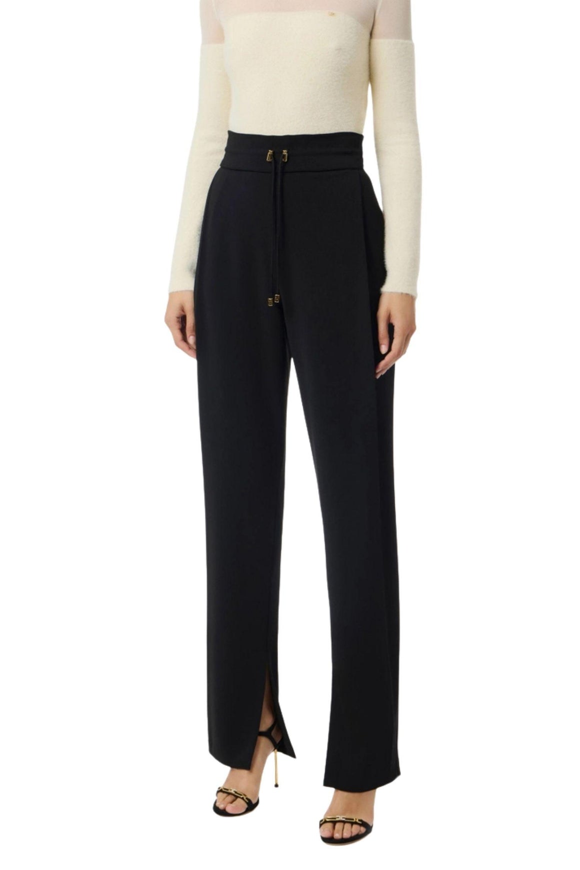  Elisabetta Franchi Pantaloni In Crêpe Leggero Colore Nero Woman - 2