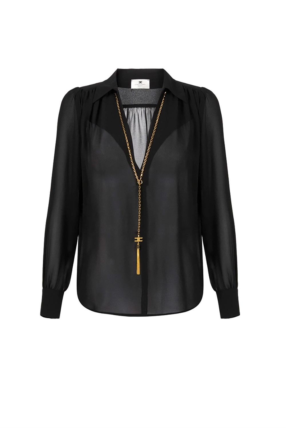  Elisabetta Franchi Camicia In Georgette Nero Woman - 1