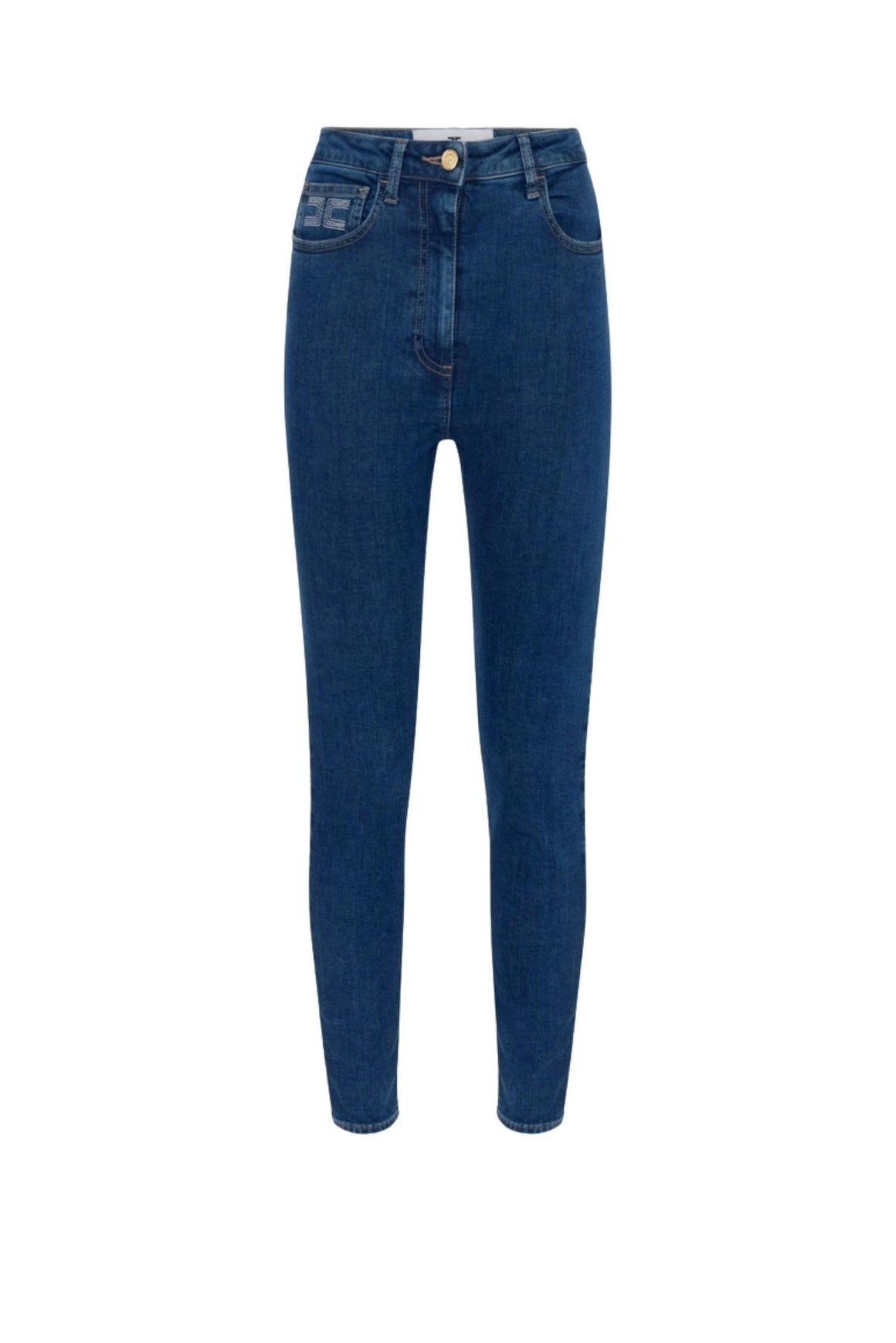  Elisabetta Franchi Jeans Con Logo Blue Denim Woman - 1