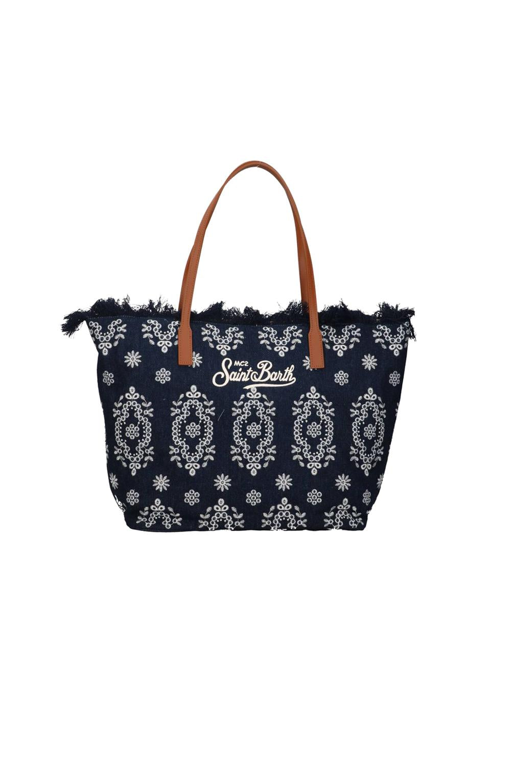 Mc2 Saint Barth Bag City Large Fringe Sangallo Denim Dark Woman - 1