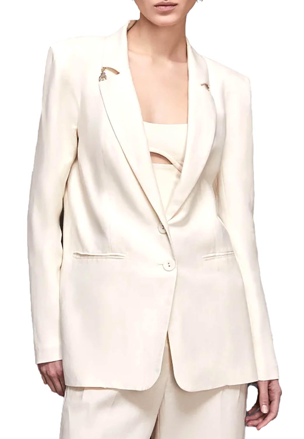  Patrizia Pepe Giacca In Lino Ivory Woman - 2