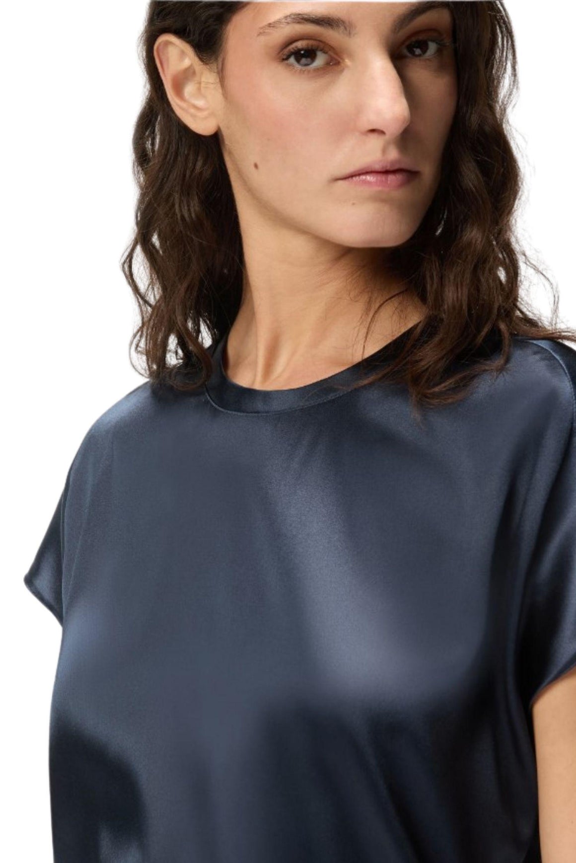  Pinko Blusa A Maniche Corte In Satin Colore Blu Woman - 3