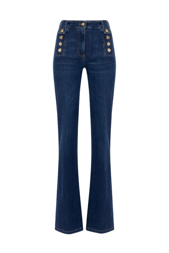 Jeans a palazzo con bottoni