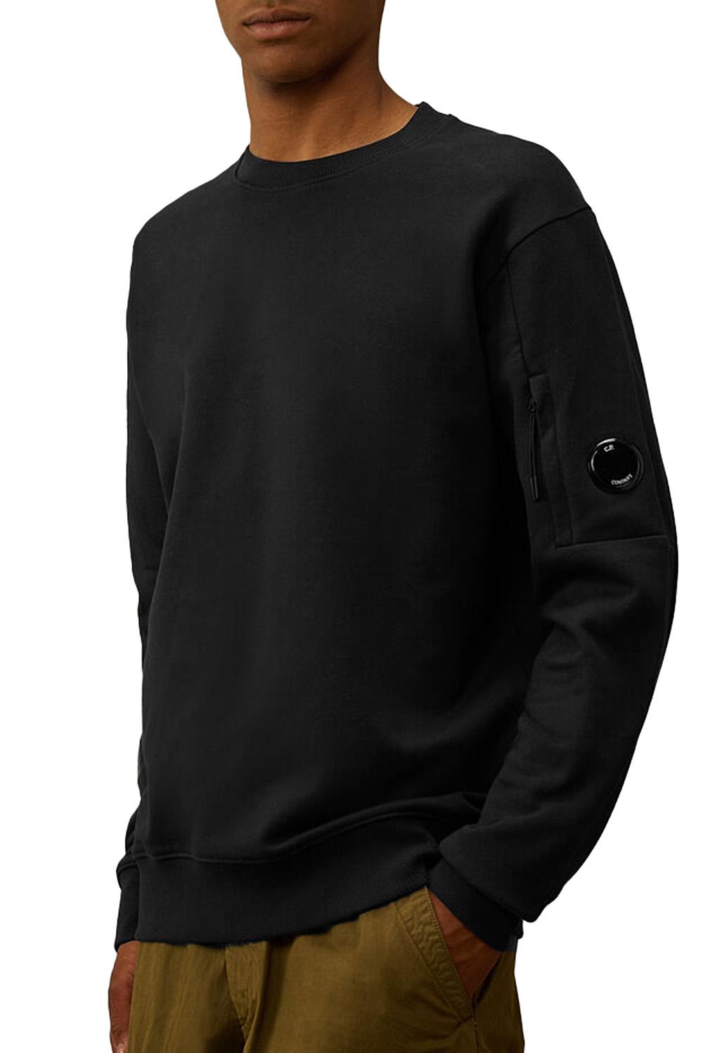  Cp Company Fleece Crewneck Black Uomo - 2