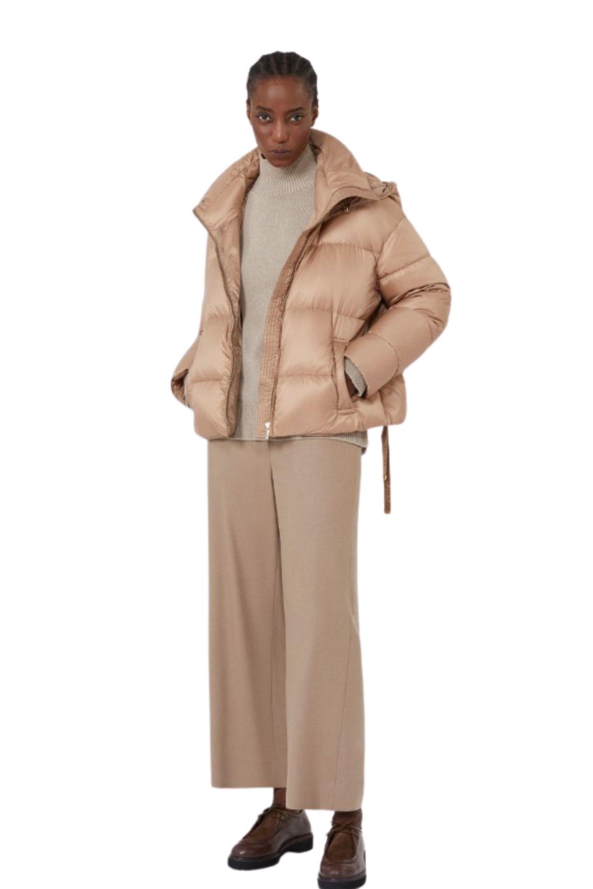  Max Mara Piumino Con Cappuccio Colore Cammello Woman - 2