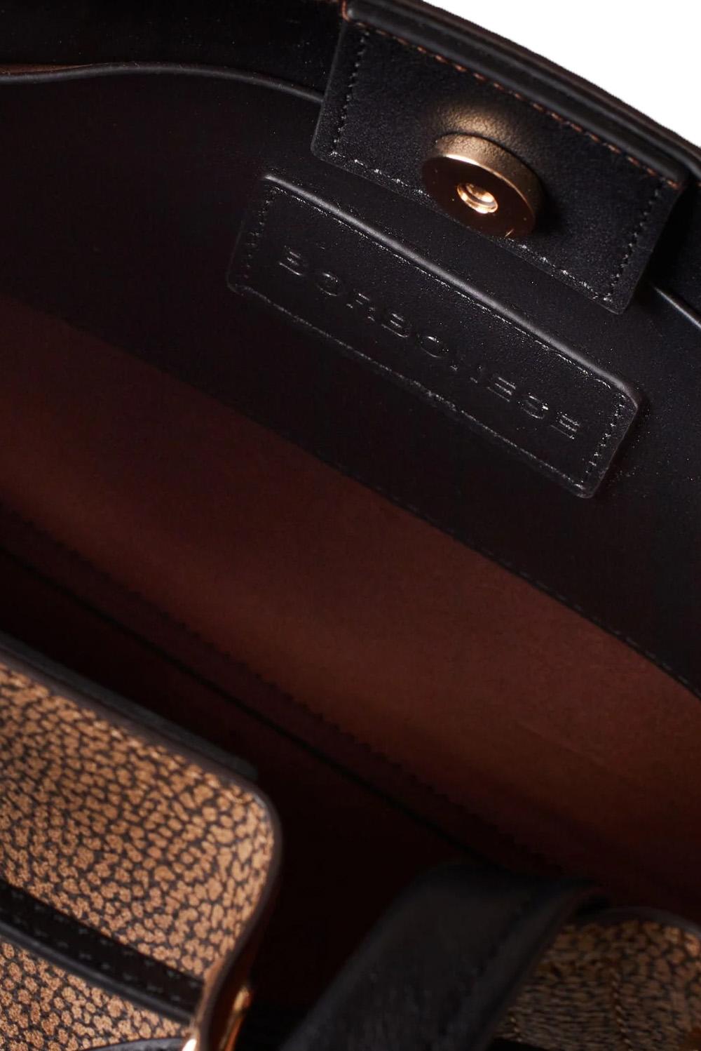  Borbonese Maree Shopper Medium Naturale Nero Woman - 3