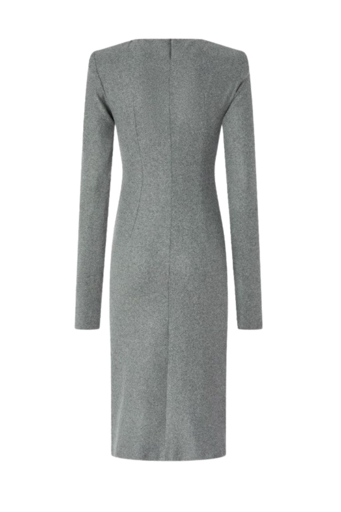  Pinko Vestito Midi Aderente Con Drappeggio Grigio Woman - 4